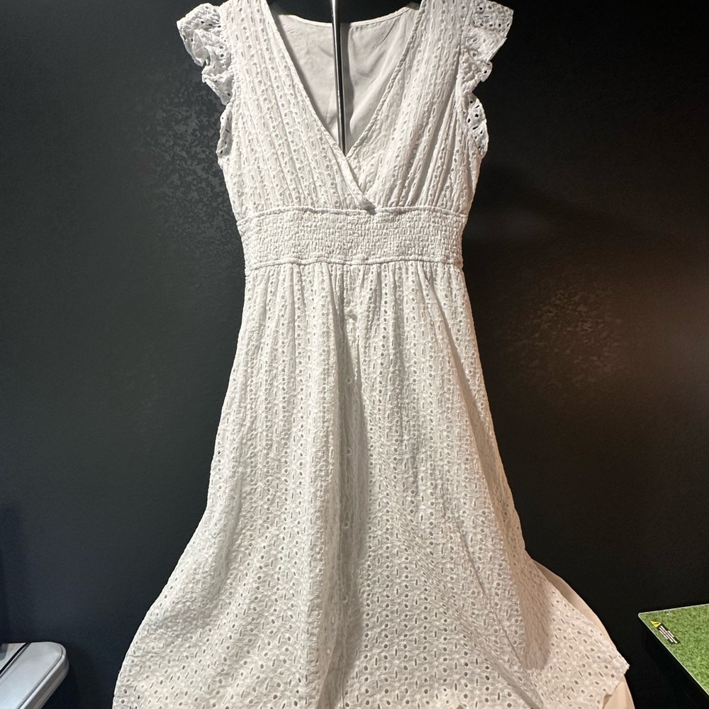 SHEIN White Smocked Ruffled Sundress